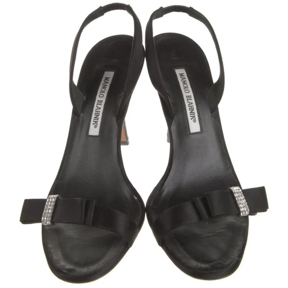 Manolo Blahnik Bow Accent Slingback Sandals - Picture 3 of 5